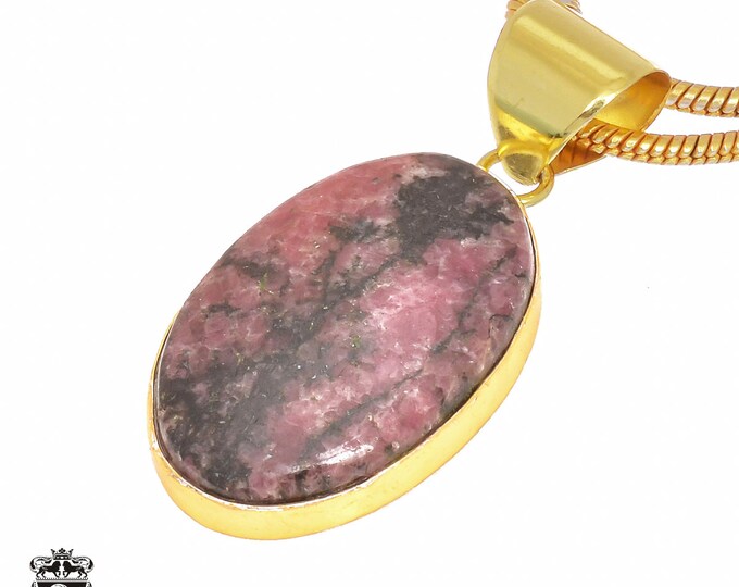 Rhodonite Pendant Necklaces & FREE 3MM Italian 925 Sterling Silver Chain GPH366