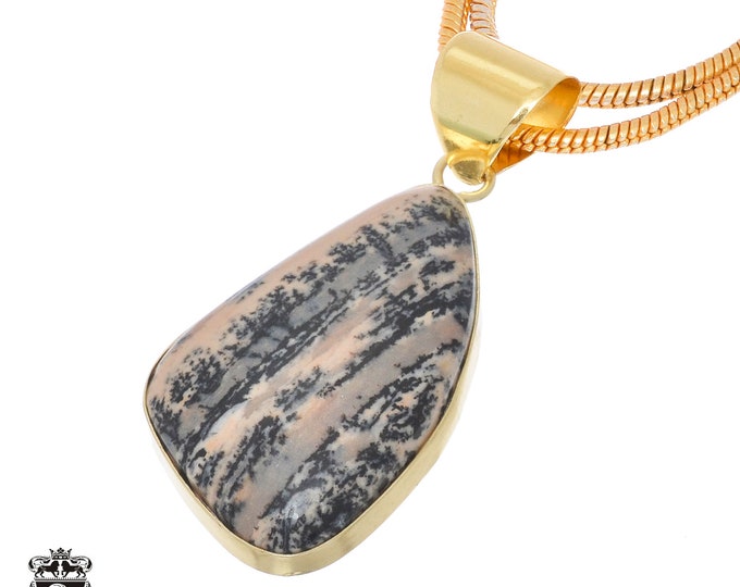 Merlinite Dendritic Opal 24K Gold & FREE 3MM Chain GPH750