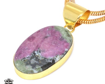 Ruby Zoisite 24K Gold Pendant Necklace