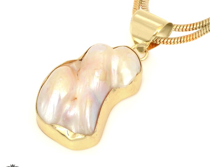 Mabe Biwa Pearl Pendant Necklaces & FREE 3MM Italian 925 Sterling Silver Chain GPH1703