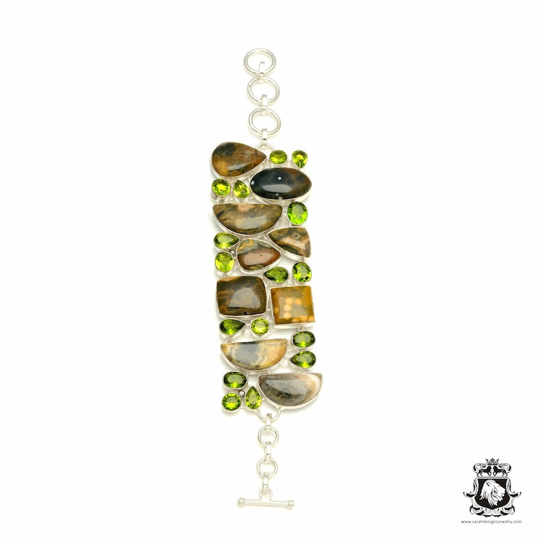 Rhyolite Rainforest Jasper Peridot Bracelet B3243