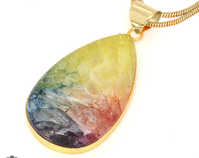 Rainbow Stalactite Pendant Necklaces & FREE 3MM Italian 925 Sterling Silver Chain GPH1139
