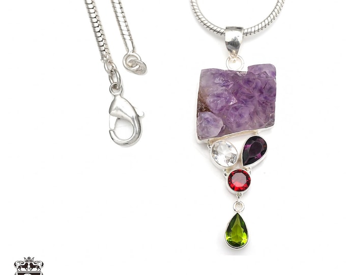 Amethyst 925 Sterling Silver Pendant & 3MM Italian 925 Sterling Silver Chain P9253