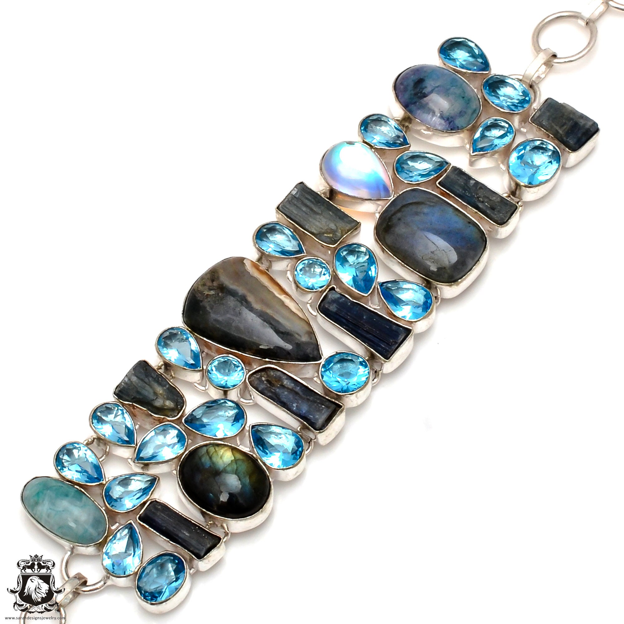 Kyanite Blue Topaz Larimar 925 Sterling Silver Bracelet B3720 - Etsy