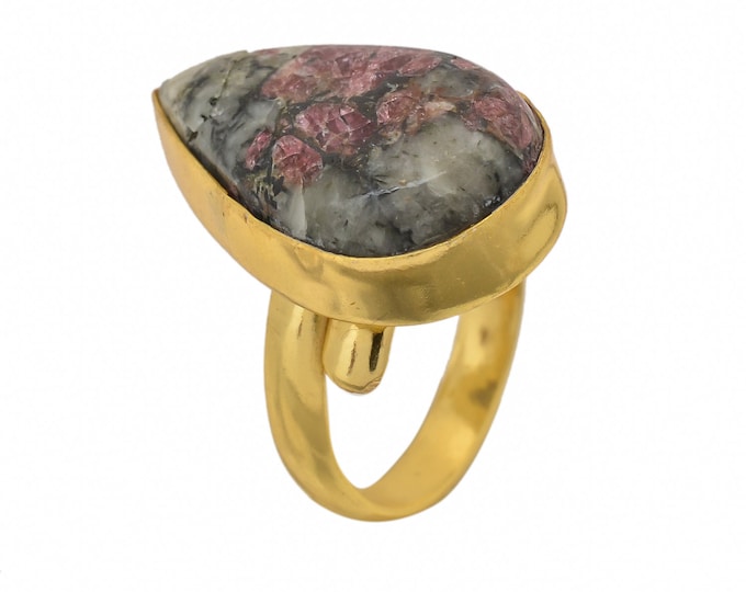 Size 7.5 - Size 9 Eudialyte Ring Meditation Ring 24K Gold Ring GPR1438