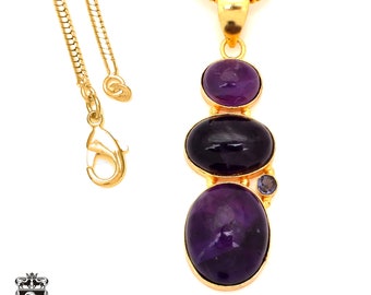 Amethyst 24K Gold Pendant & 3mm Snake Chain GP117