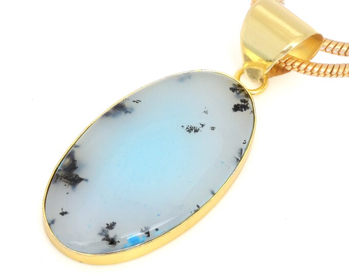 Blue Dendritic Opal Pendant Necklaces & FREE 3MM Italian 925 Sterling Silver Chain GPH1540
