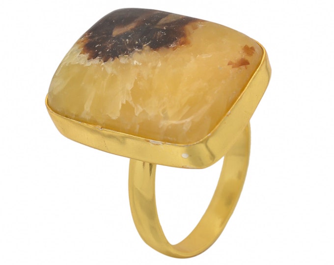 Size 10.5 - Size 12 Septarian Dragon Stone Ring Meditation Ring 24K Gold Ring GPR1418