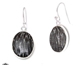 Stingray Coral 925 Sterling Silver Hook Dangle Earrings