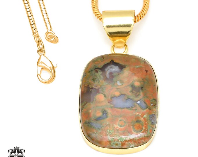 Rhyolite Pendant Necklaces & FREE 3MM Italian 925 Sterling Silver Chain GPH475