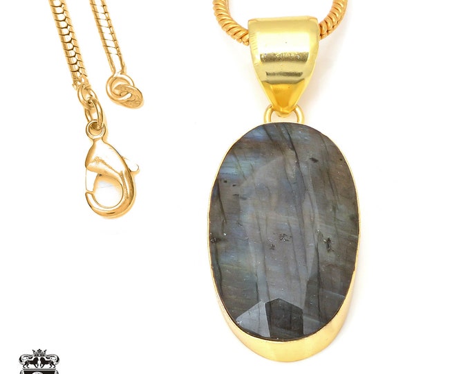 Faceted Labradorite Pendant Necklaces & FREE 3MM Italian 925 Sterling Silver Chain GPH111