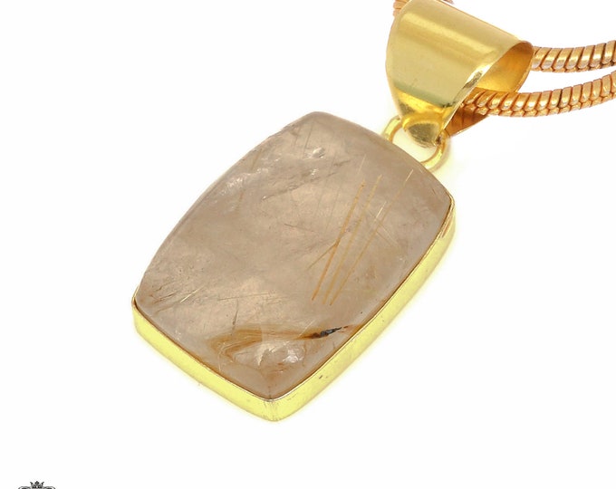 Rutile Quartz Pendant Necklaces & FREE 3MM Italian 925 Sterling Silver Chain GPH1734