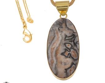 Porcelain Jasper 24K Gold Pendant Necklace