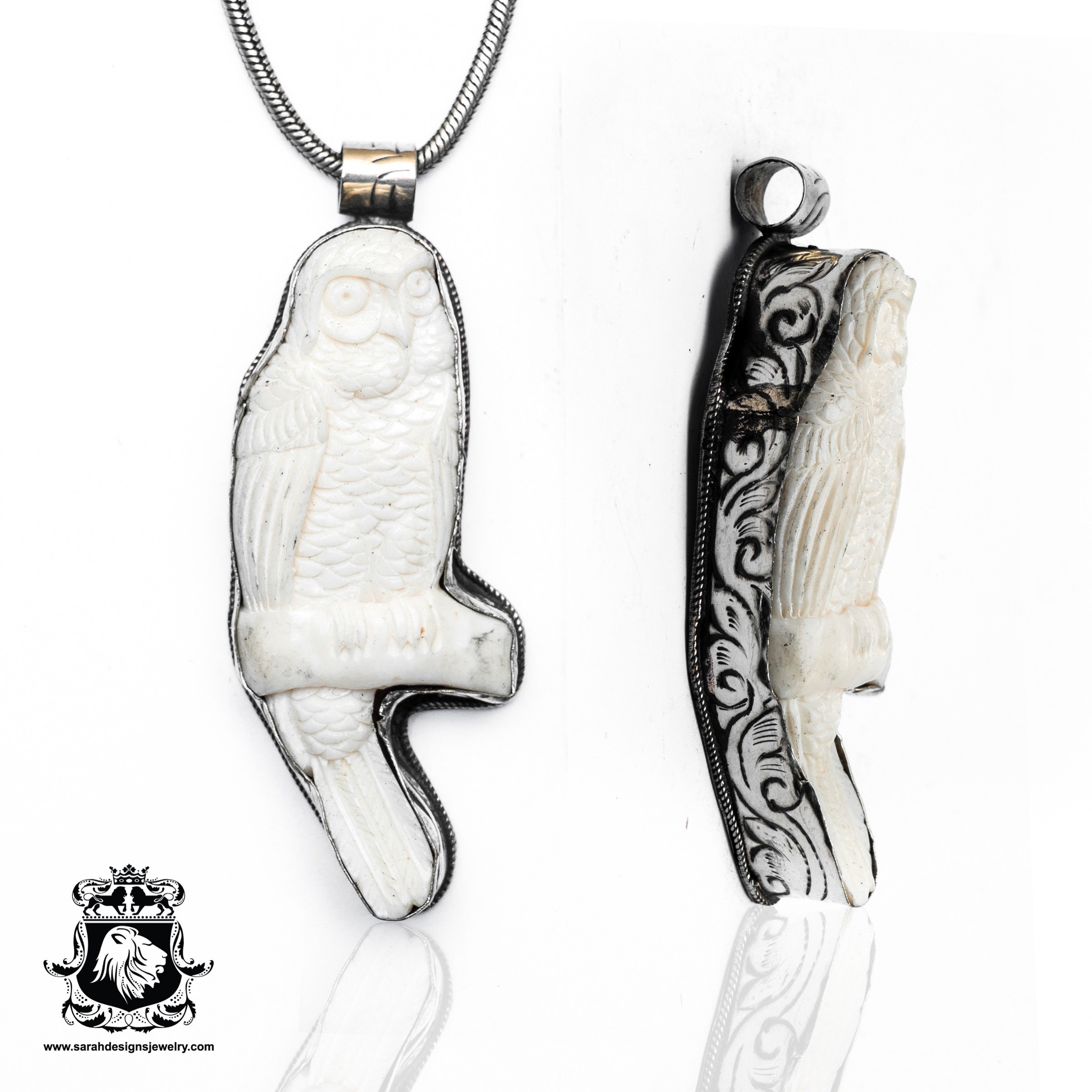 Barn Owl Carving Pendant N481