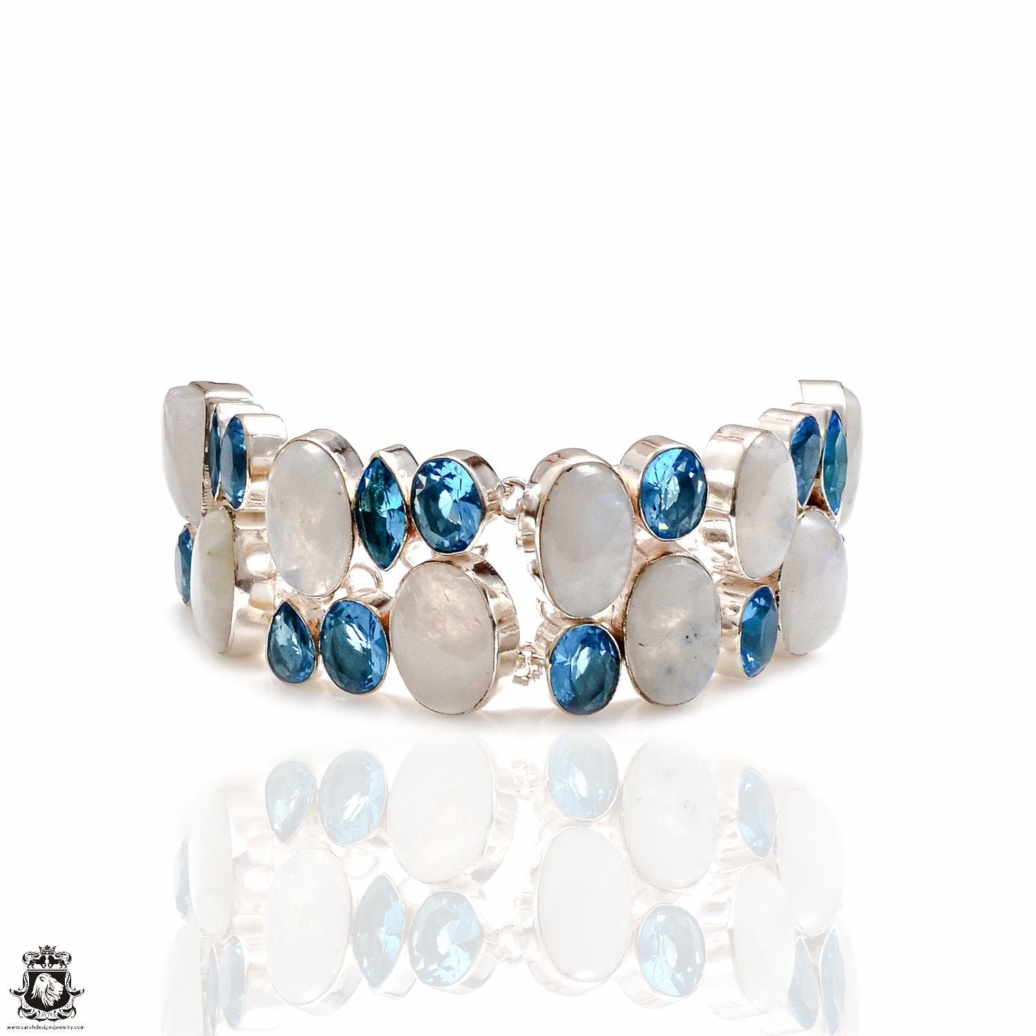 Moonstone Blue Topaz 925 Sterling Silver Bracelet B4235 - Etsy