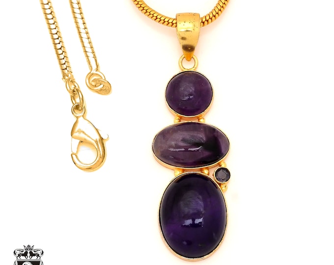 Amethyst 24K Gold  Minimalist Necklace • Gemstone Necklace GP95