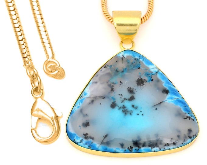 Blue Dendritic Opal Pendant Necklaces & FREE 3MM Italian 925 Sterling Silver Chain GPH1542