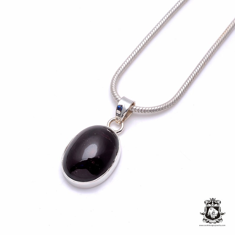 Snake Chain P6269 STAR RUBY OBSIDIAN Fine 925 975 S0LID Sterling Silver Pendant
