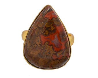 Size 6.5 - Size 8 Seam Agate Ring Meditation Ring 24K Gold Ring GPR1541