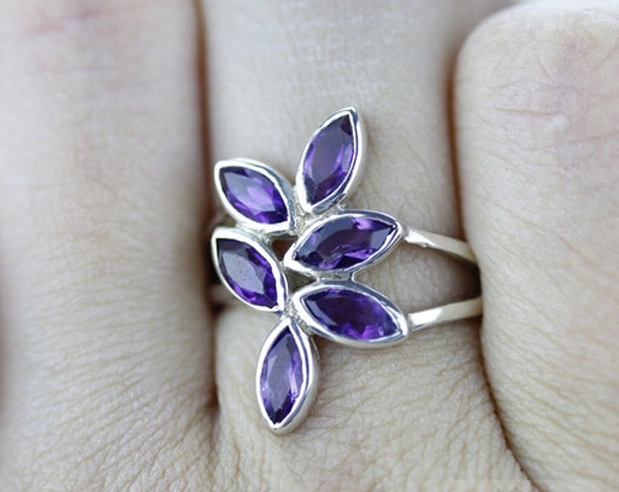 SIZE 5.5 AMETHYST Fine 925 Sterling Silver Ring (Nickel Free) r766