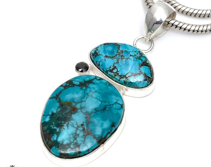 Red Mountain Turquoise 925 Sterling Silver Pendant & 3MM Italian Chain P6531