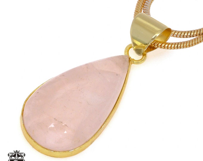 Rose Quartz Pendant Necklaces & FREE 3MM Italian 925 Sterling Silver Chain GPH982