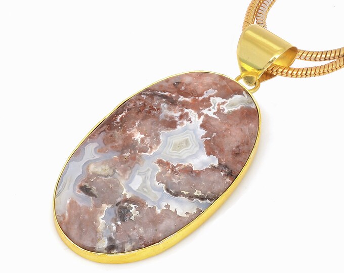 Crazy Lace Agate Pendant Necklaces & FREE 3MM Italian 925 Sterling Silver Chain GPH607