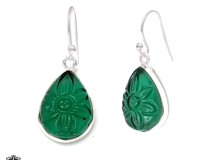 Green Aventurine 925 Sterling Silver Hook Dangle Earrings E459