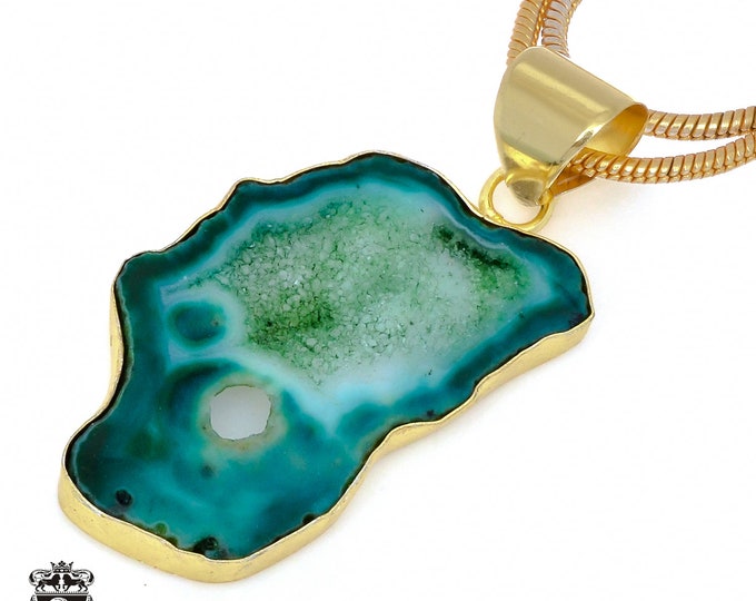 Tabasco Geode Pendant Necklaces & FREE 3MM Italian 925 Sterling Silver Chain GPH960