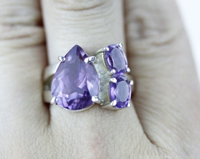 SIZE 6 AMETHYST Fine 925 Sterling Silver Ring (Nickel Free) r732