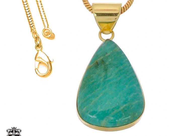 Amazonite Pendant Necklaces & FREE 3MM Italian 925 Sterling Silver Chain GPH910