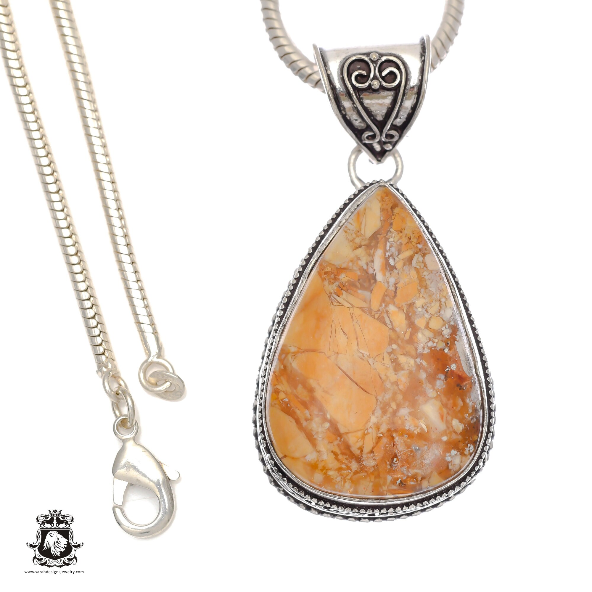 Brecciated Mookaite Pendant & FREE 2MM Italian 925 Sterling Silver