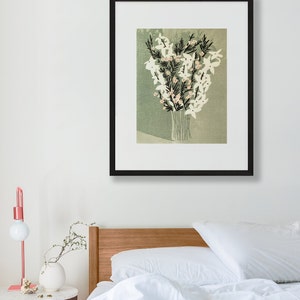 Floral in Green, limited edition block print on okawara paper image 5