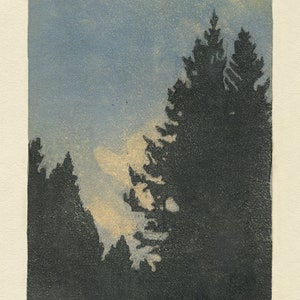 Sunset at Hungry Horse, print of original monotype image 2