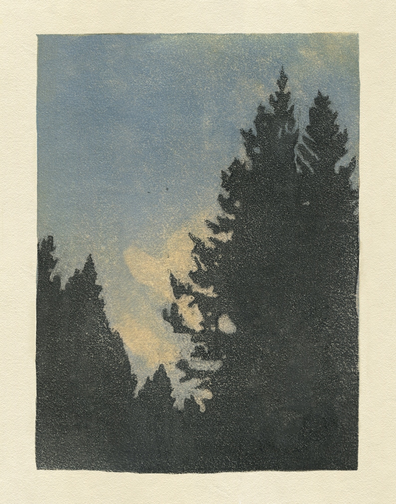 Sunset at Hungry Horse, print of original monotype image 2