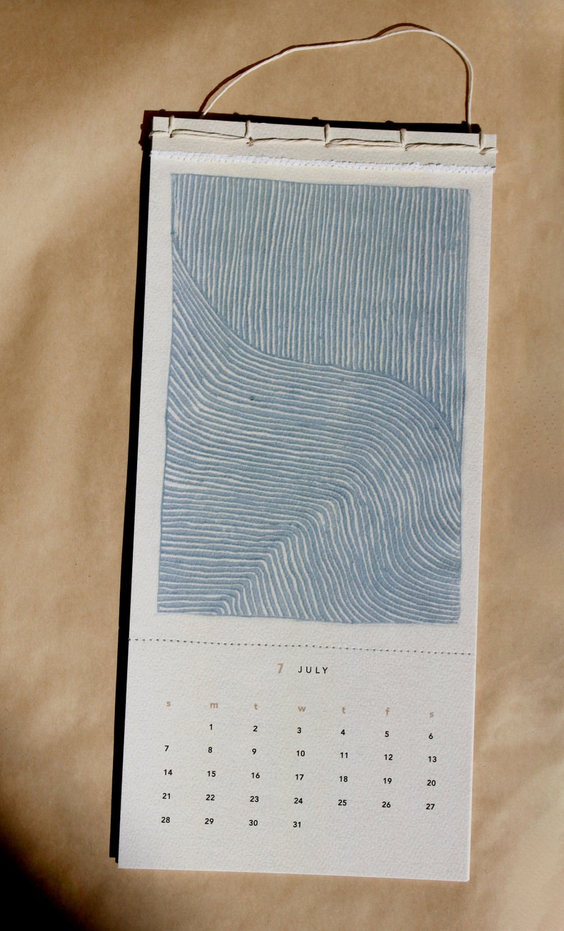 2024 Wall Calendar, Hanging Art Print Calendar, Hand Sewn Abstract art Collection image 8