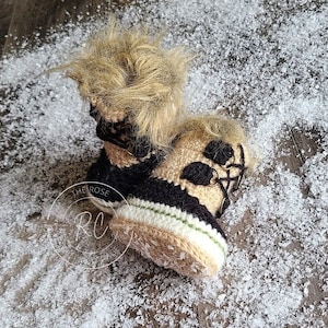 Crochet Baby Snow boots with Fur Top - Downloadable Pattern Only