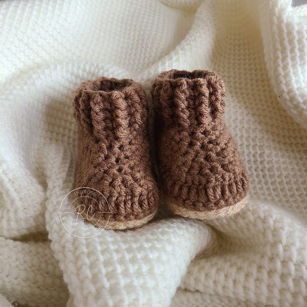 Handmade Baby Boots/Booties with Ribbed Cuff