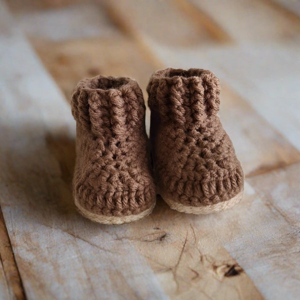 Handmade Baby Boots/Booties with Ribbed Cuff