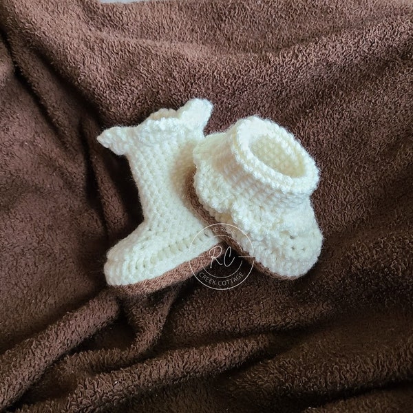 Crochet Baby Booties with Ruffle - Downloadable Pattern Only