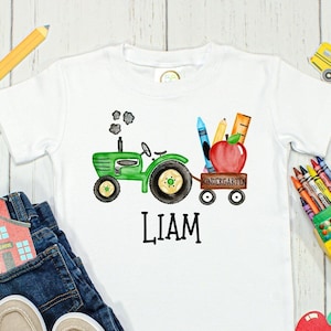 Back to School Tractor Shirt, Kindergarten Kids Shirt, Farm Back to School Personalized Toddler Shirt, Tractor Custom Kids Shirt for Boys