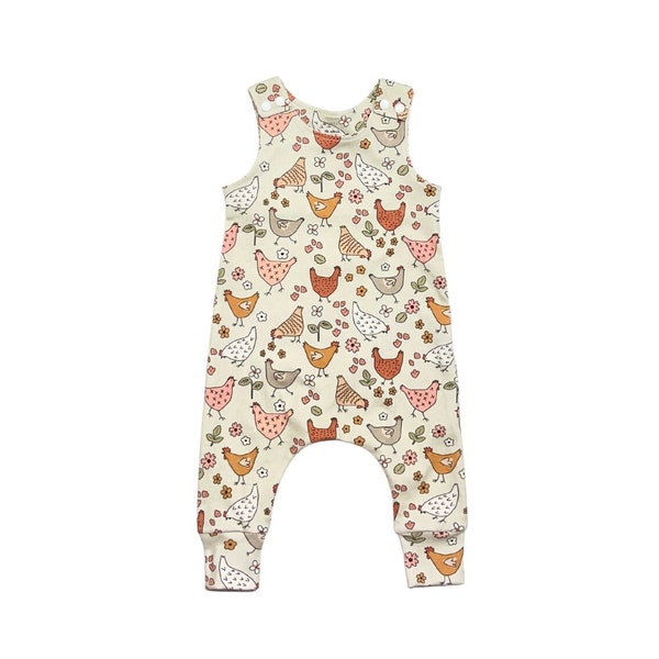 Vintage Chickens Baby Romper, Farm Animals Romper, Baby Farm Outfit, Chicken Baby Clothes, Newborn Baby Gift