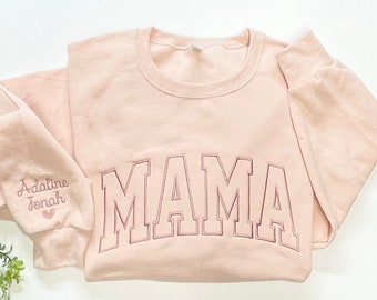 Embroidered Mama Sweatshirt, Neutral Mama Crewneck Shirt, New Mama Pullover, New Mom Gift, Mother's Day Gift, Birthday Gift for Mom