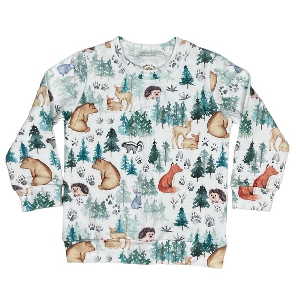 Woodland Animals Pullover, Forest Animals Shirt, Toddler Sweatshirt, Kids Sweater, Woodland Birthday, Fall Toddler Gift