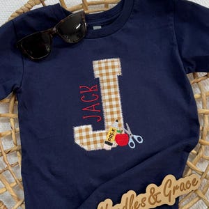 Custom Back to School Shirt for Boys Embroidered First Day T-Shirt Monogram Applique Tee with Name Kindergarten Boy Shirt Preschool Shirt