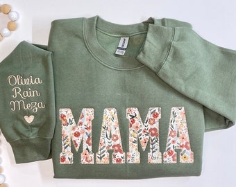 Floral Mama Sweatshirt, Embroidered Mama Shirt, Floral Mama, New Mom Gift, Mother's Day Gift, Birthday Gift for Mom, Mama Pullover