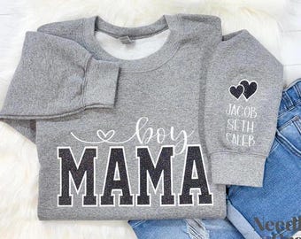 Boy Mama Sweatshirt Embroidered Boy Mom Sweater New Mom Mothers Day Gift for Mom Mama Sweatshirt Gift for Her Birthday Gift for Mom