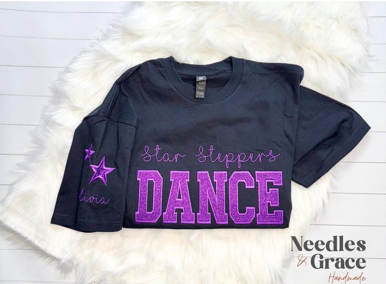 Personalized Embroidered Dance Mom Sweatshirt, Custom Team Crewneck, Dance Mom Star Shirt, with Kids Name on Sleeve, Dance Shirt image 8