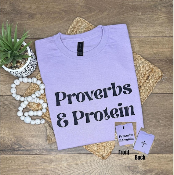 Gym Shirt Workout T-Shirt Proverbs & Protein T Shirt Jesus Faith and Fitness Tee Christian Workout Shirt Gym Motivation Shirt for Women