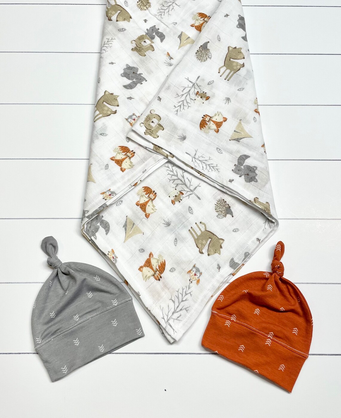 Woodland Animals Swaddle Blanket Baby Boy Swaddle Newborn Gift Etsy